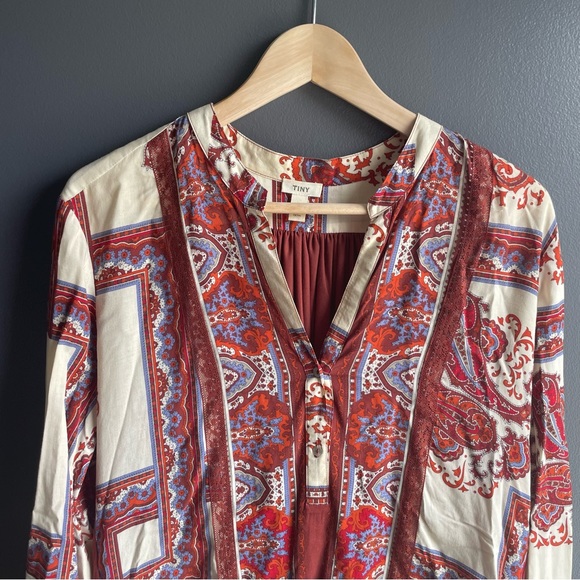 TINY bohemian boho Women blouse with V Neck - Picture 6 of 6